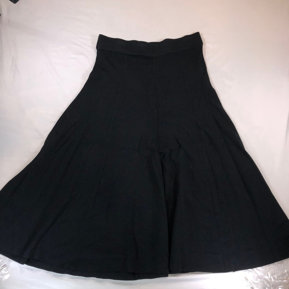 Alfani Black Knit Flared Midi Skirt Women Small Rayon Nylon Pull On A-Line